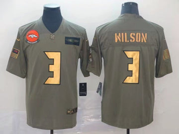 Russell Wilson Denver Broncos olive-gold Salute To Service jersey
