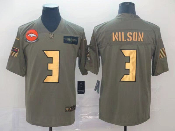 Russell Wilson Denver Broncos olive-gold Salute To Service jersey