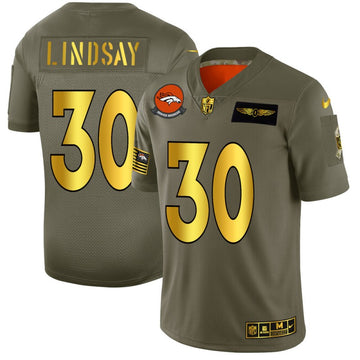 Phillip Lindsay Denver Broncos olive-gold Salute To Service jersey