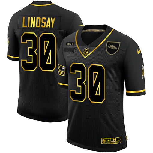Phillip Lindsay Denver Broncos black-gold Salute To Service jersey