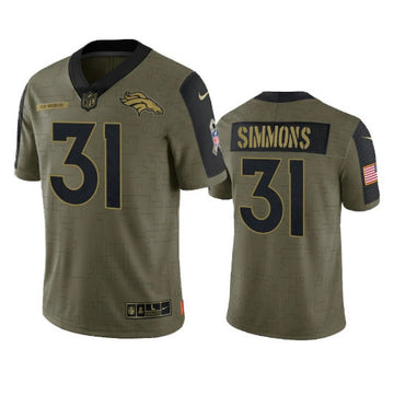 Justin Simmons Denver Broncos olive Salute To Service jersey