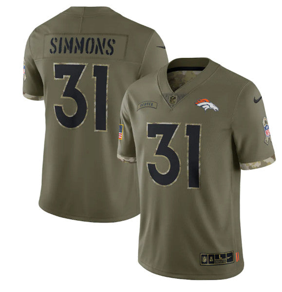 Justin Simmons Denver Broncos olive Salute To Service jersey