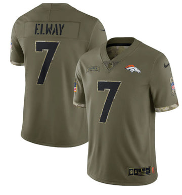 John Elway Denver Broncos olive Salute To Service jersey