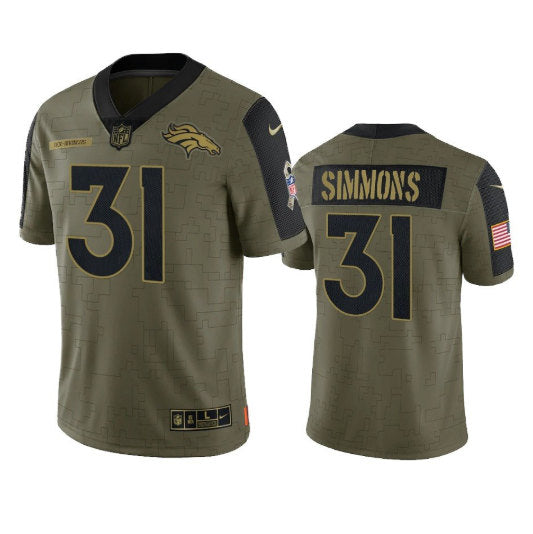 Custom Denver Broncos olive Salute To Service jersey