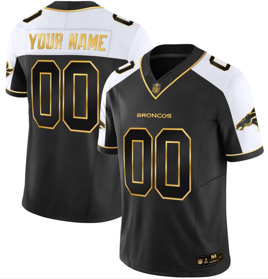 Denver Broncos Custom Black Gold 2024 FUSE Jersey
