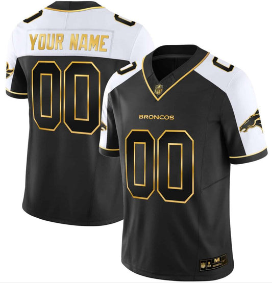 Denver Broncos Custom Black Gold 2024 FUSE Jersey