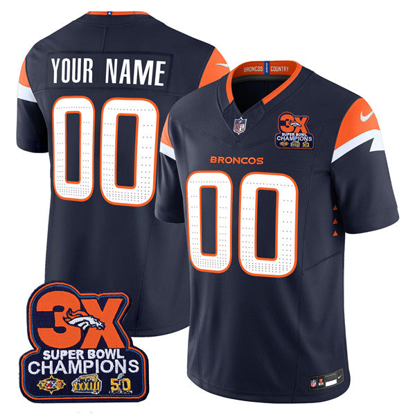 Custom Denver Broncos navy FUSE jersey