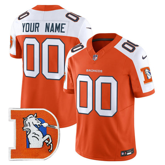 Denver Broncos Custom Orange 2024 FUSE V2 Throwback Alternate Jersey