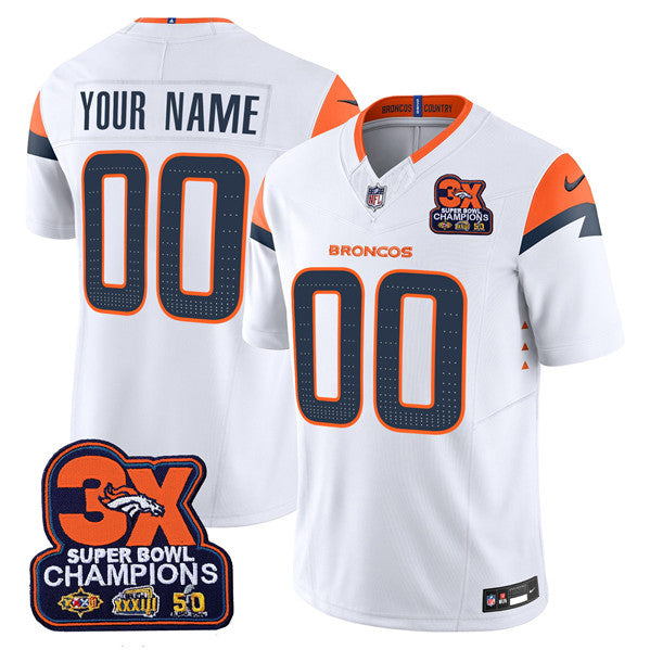 Custom Denver Broncos white FUSE jersey