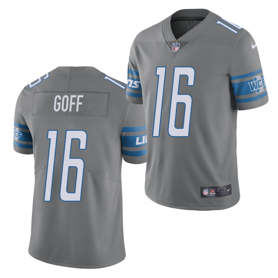 Jared Goff Detroit Lions grey Color Rush jersey