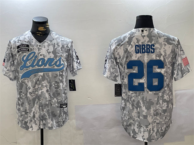 Jahmyr Gibbs Detroit Lions camo Salute To Service jersey