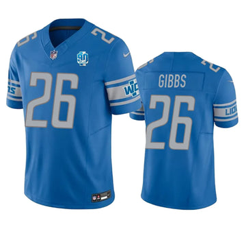 Jahmyr Gibbs Detroit Lions blue FUSE jersey