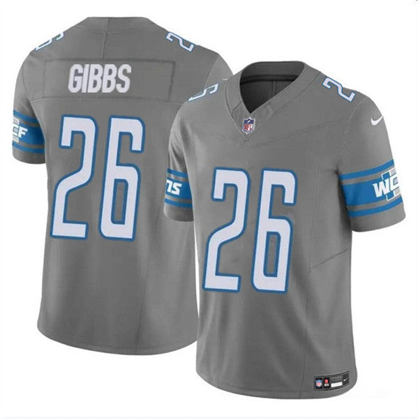 Jahmyr Gibbs Detroit Lions gray FUSE jersey