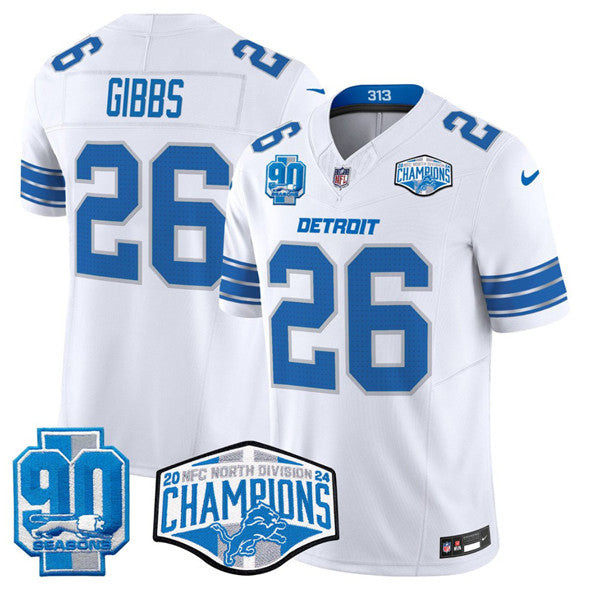 Jahmyr Gibbs Detroit Lions white FUSE jersey