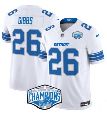 Jahmyr Gibbs Detroit Lions white FUSE jersey