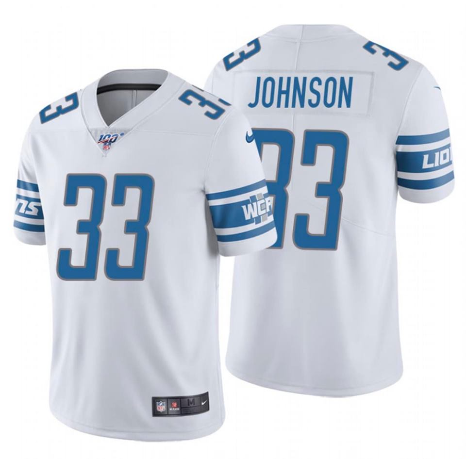 Kerryon Johnson Detroit Lions white jersey