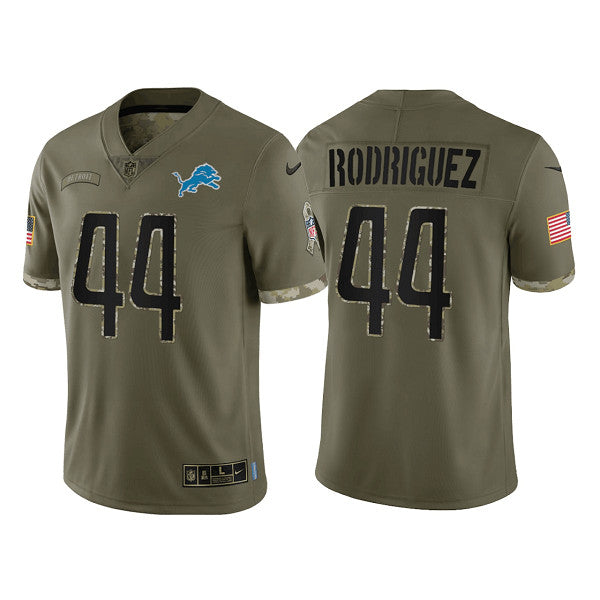 Malcolm Rodriguez Detroit Lions olive Salute To Service jersey