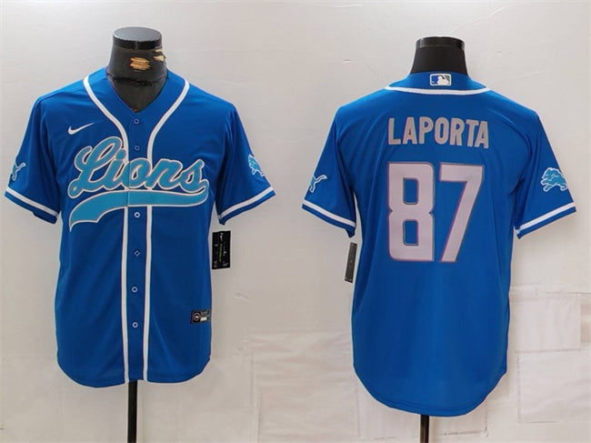 Sam LaPorta Detroit Lions blue jersey