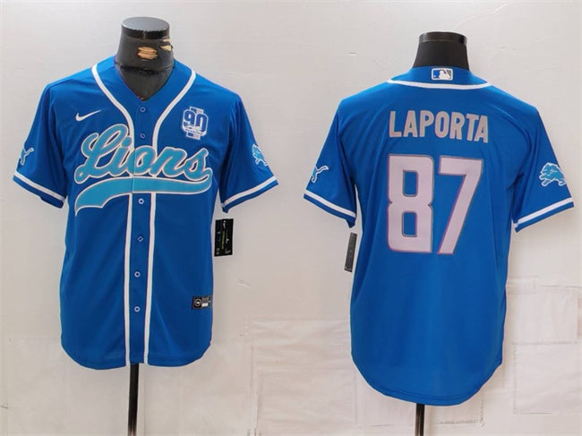Sam LaPorta Detroit Lions blue jersey