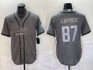 Sam LaPorta Detroit Lions gray jersey
