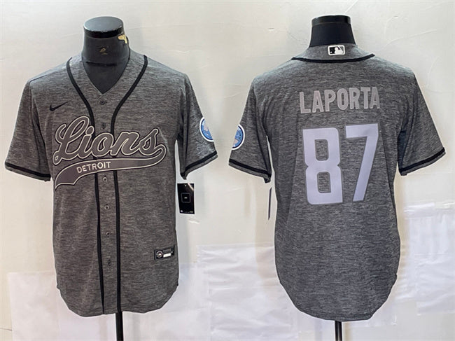 Sam LaPorta Detroit Lions gray jersey