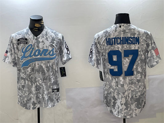 Detroit Lions #97 Aidan Hutchinson 2024 Arctic Camo Salute to Service Jersey