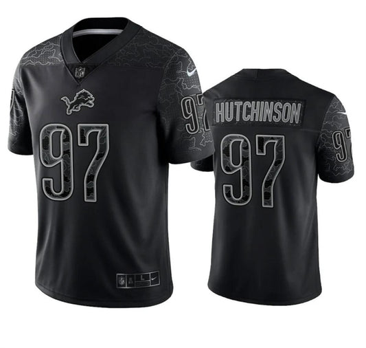 Detroit Lions #97 Aidan Hutchinson Black Reflective Jersey