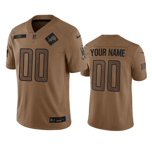 Custom Detroit Lions brown Salute To Service jersey