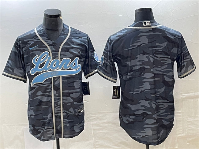 Custom Detroit Lions gray Camo jersey