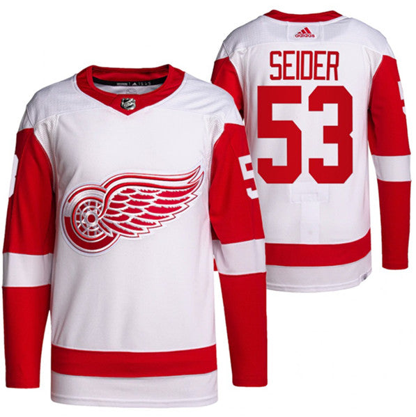 Moritz Seider Detroit Red Wings white jersey