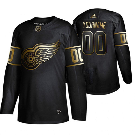 CBlack Detroit Red Wings gold jersey
