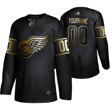 CBlack Detroit Red Wings gold jersey
