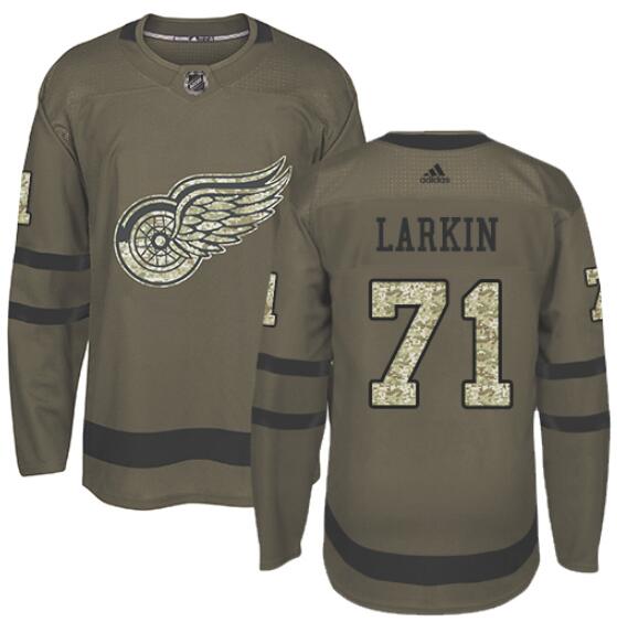 Custom Detroit Red Wings green Salute To Service jersey