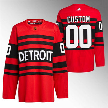 Custom Detroit Red Wings red Reverse Retro jersey