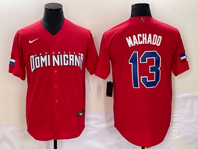 Manny Machado Dominican Republic Baseball red Classic jersey
