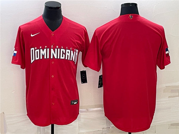 Custom Dominican Republic Baseball red Classic jersey