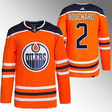 Evan Bouchard Edmonton Oilers orange jersey