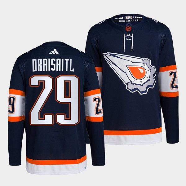 Leon Draisaitl Edmonton Oilers navy Reverse Retro jersey