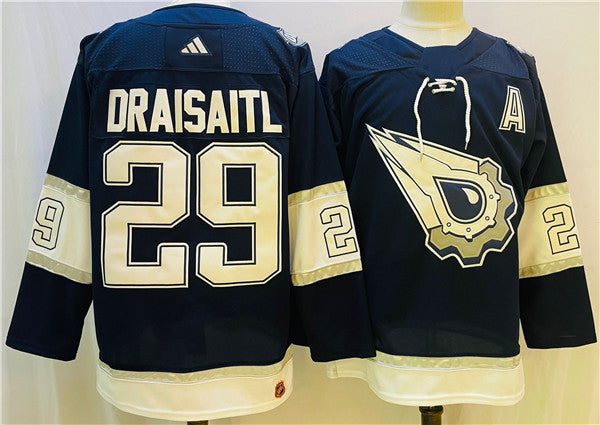 Leon Draisaitl Edmonton Oilers navy-white jersey