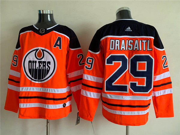 Leon Draisaitl Edmonton Oilers orange jersey