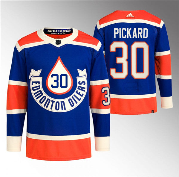 Calvin Pickard Edmonton Oilers royal Heritage jersey