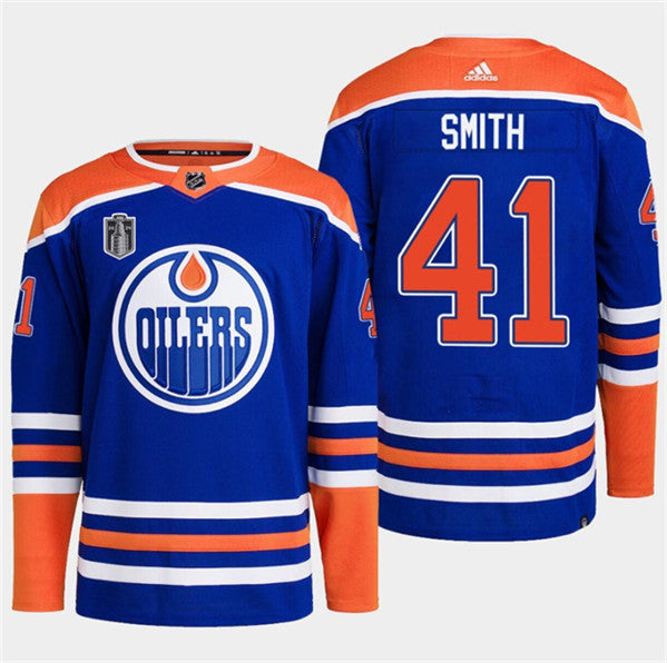 Mike Smith Edmonton Oilers royal jersey