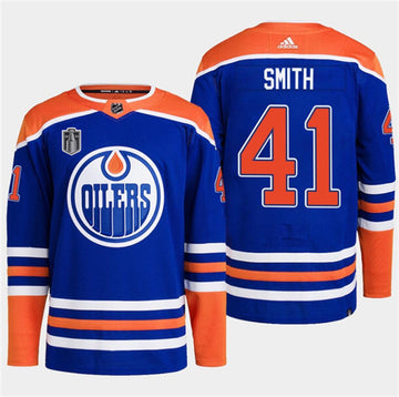 Mike Smith Edmonton Oilers royal jersey