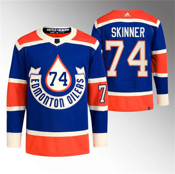 Stuart Skinner Edmonton Oilers royal Heritage jersey
