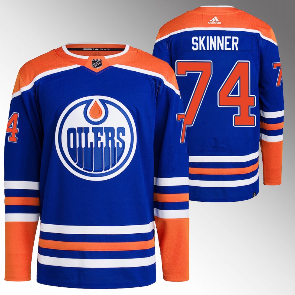 Stuart Skinner Edmonton Oilers royal jersey