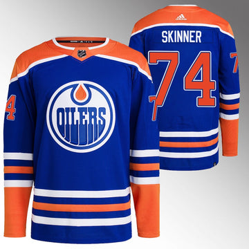 Stuart Skinner Edmonton Oilers royal jersey