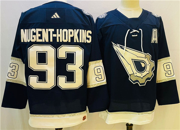 Ryan Nugent-Hopkins Edmonton Oilers navy-white jersey