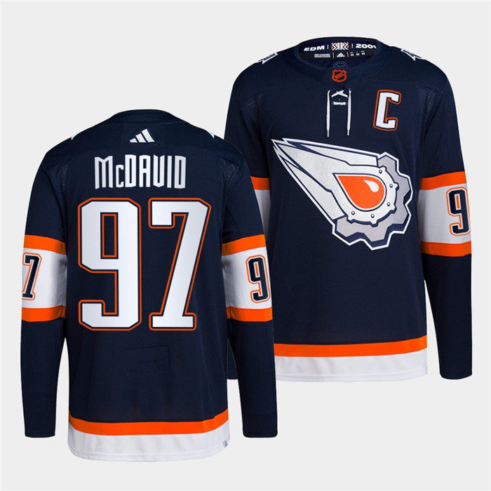 Connor McDavid Edmonton Oilers navy Reverse Retro jersey