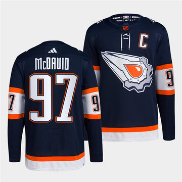 Connor McDavid Edmonton Oilers navy Reverse Retro jersey