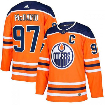 Connor McDavid Edmonton Oilers orange jersey